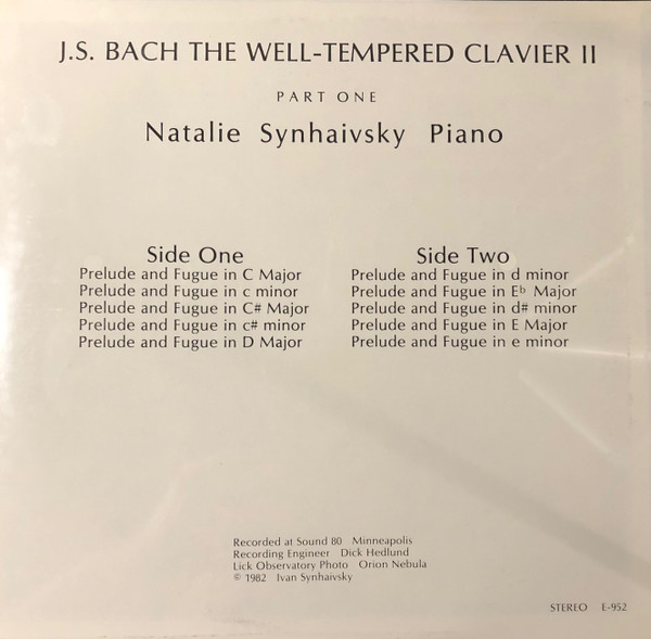 ladda ner album Natalie Synhaivsky, JS Bach - The Well tempered Clavier II Part One