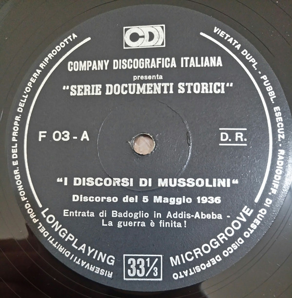 Album herunterladen Various - I Discorsi Di Mussolini La Nascita DellImpero 9 Maggio 1936