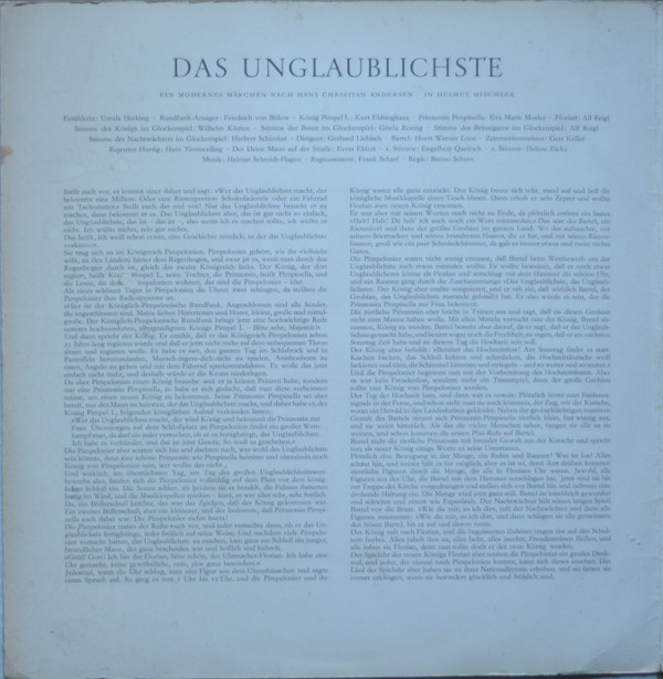 descargar álbum HansChristian Andersen Von Helmut Mischler - Das Unglaublichste