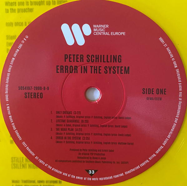 Peter Schilling - Error In The System | Warner Music Central Europe (5054197-2998-8-9) - 6