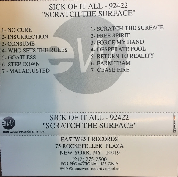 Sick Of It All – Scratch The Surface (1994, Vinyl) - Discogs