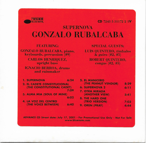 Gonzalo Rubalcaba Trio – Supernova (2001, CD) - Discogs