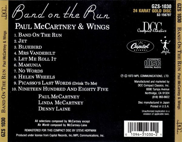 Paul McCartney & Wings – Band On The Run (1993, 24 kt gold disc