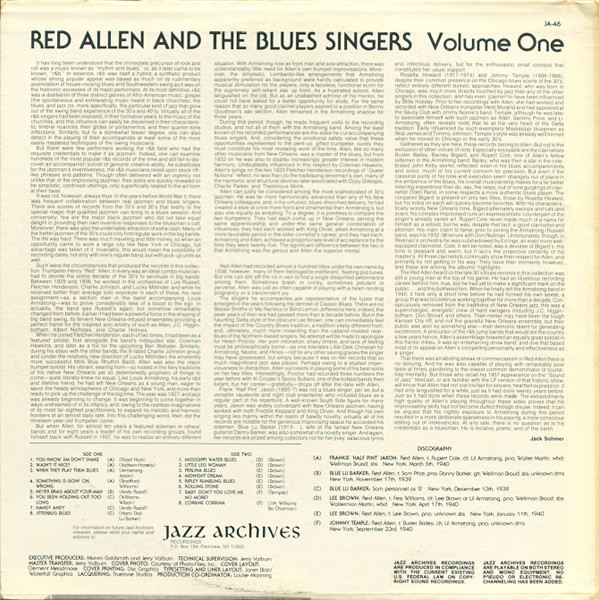Album herunterladen Red Allen - Red Allen The Blues Singers Vol I