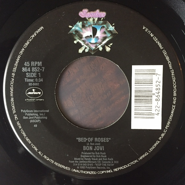 Bon Jovi – Bed Of Roses (1992, Specialty Pressing, Vinyl) - Discogs
