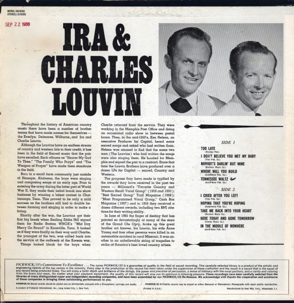 descargar álbum Ira & Charles Louvin - Ira Charles Louvin