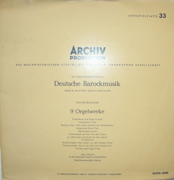 Album herunterladen Dieterich Buxtehude Hans Heintze, Lisa Schwarzweller - 9 Orgelwerke