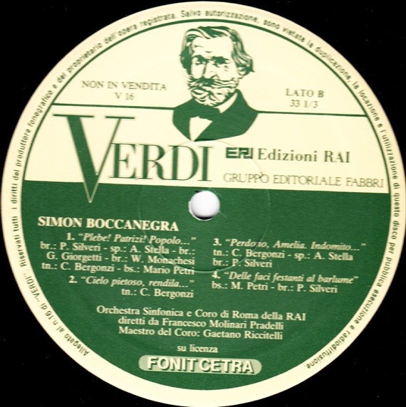 descargar álbum Giuseppe Verdi - Verdi Edizioni Rai 16 Brani Da Simon Boccanegra