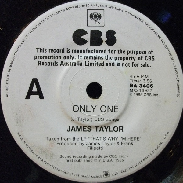 James Taylor – Only One (1985, Vinyl) - Discogs