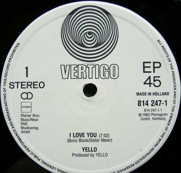 Yello - I Love You | Vertigo (814 247-1) - 3