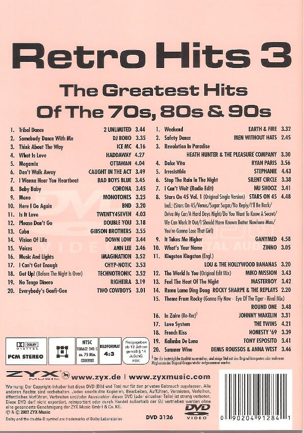 lataa albumi Various - Retro Hits 3 The Greatest Hits Of The 70s 80s 90s