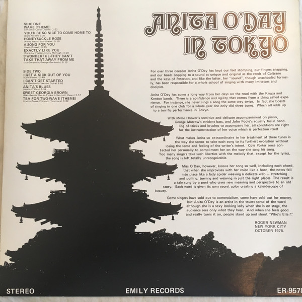 Anita O'Day – Live In Tokyo, 1975 (1978, Vinyl) - Discogs