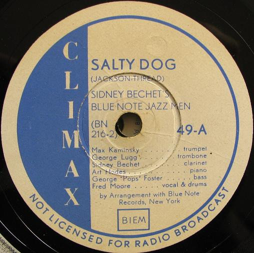Sidney Bechet's Blue Note Jazz Men – Salty Dog / Weary Blues (1949 