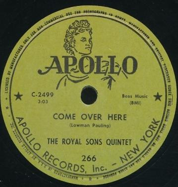 The Royal Sons Quintet – Come Over Here (1952, Shellac) - Discogs