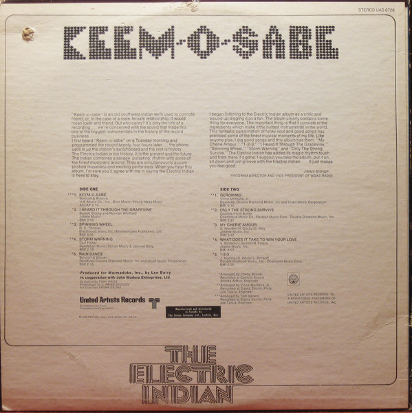 The Electric Indian - Keem-O-Sabe | United Artists Records (UAS 6728) - 2