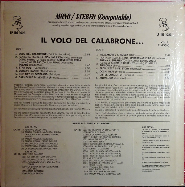 ladda ner album Peppino Principe - Il Volo Del Calabrone Vol I Classic