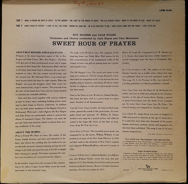 last ned album Roy Rogers Dale Evans - Sweet Hour Of Prayer