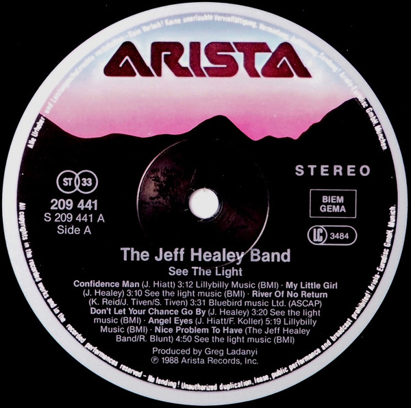 The Jeff Healey Band – See The Light (1988, Vinyl) - Discogs