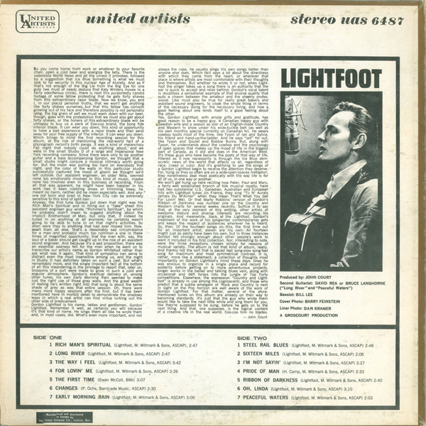 Gordon Lightfoot - Lightfoot | United Artists Records (UAS 6487) - 2