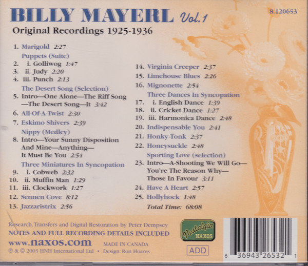 lataa albumi Billy Mayerl - Vol 1 Original Recordings 1925 1936