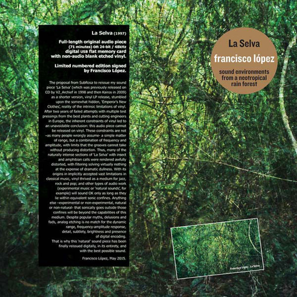 Francisco López – La Selva (2015, Vinyl) - Discogs