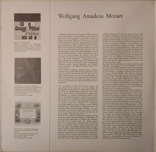 last ned album Mozart, KammermusikEnsemble Zürich, Heribert Lauer - Divertimenti