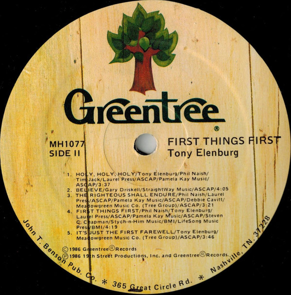 Album herunterladen Tony Elenburg - First Things First