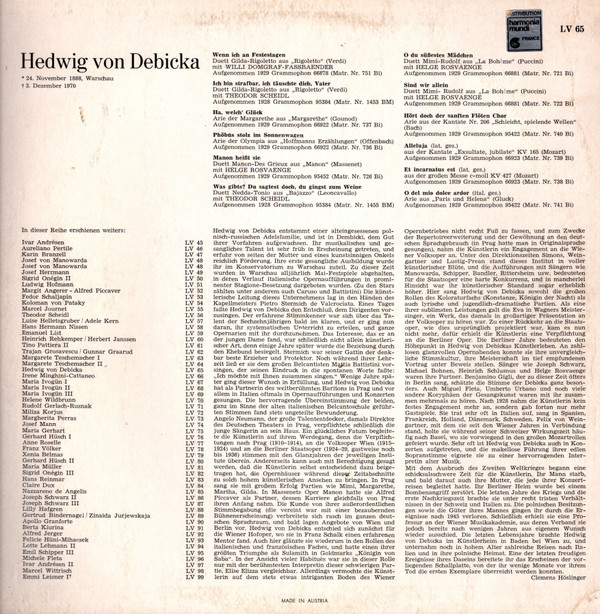 télécharger l'album Hedwig Von Debicka - Lebendige Vergangenheit Hedwig Von Debicka
