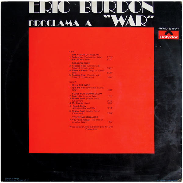 ladda ner album Eric Burdon & War - Eric Burdon Proclama A War