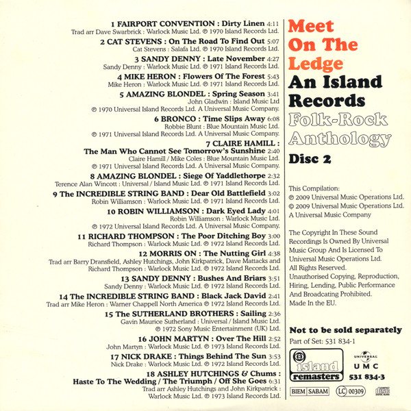télécharger l'album Various - Meet On The Ledge An Island Records Folk Rock Anthology