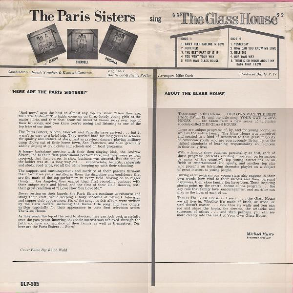 lataa albumi The Paris Sisters - Sing From The Glass House