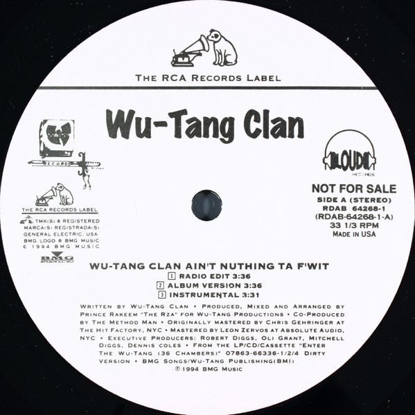 Wu-Tang Clan Ain't Nuthing Ta F' Wit / Shame On A Nigga (1994 