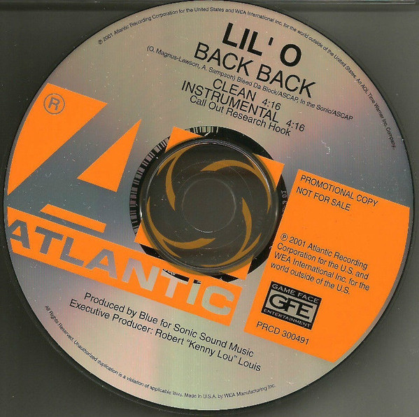 Lil´ O Back Back Single Vinyl 2001 Atlantic Records 海外 即決-