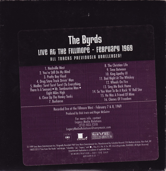 The Byrds - Live At The Fillmore - February 1969 | Releases | Discogs