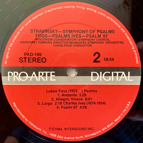 lataa albumi Stravinsky, Foss, Ives - Symphony of Psalms