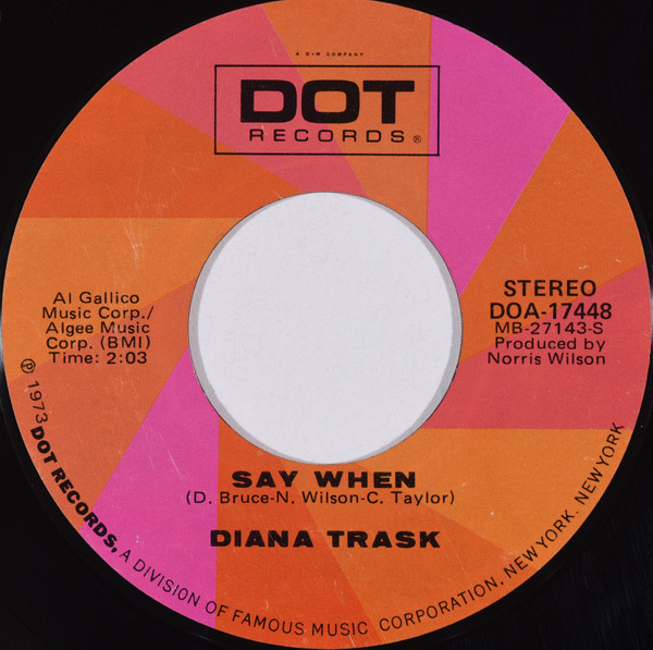 Diana Trask Say When Old Southern Cotton Town 1973 Vinyl