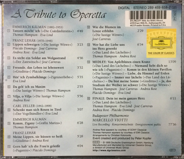 ladda ner album Carreras, Domingo, Hampson, Lind, Rost - A Tribute To Operetta A Franz Lehar Gala