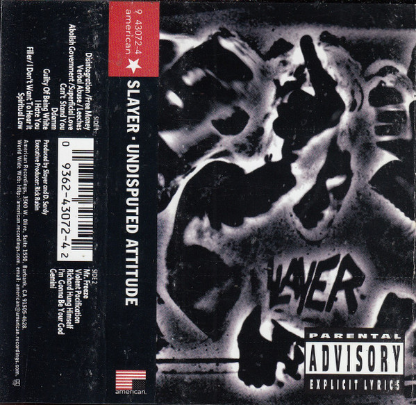 Slayer – Undisputed Attitude (1996, SR, Red, Cassette) - Discogs