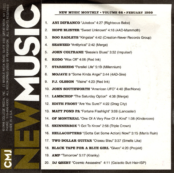 CMJ New Music Monthly Volume 66 February 1999 (1999, CD) - Discogs