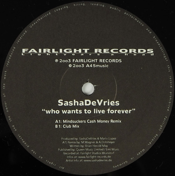 SashaDeVries – Who Wants To Live Forever (2003, Vinyl) - Discogs