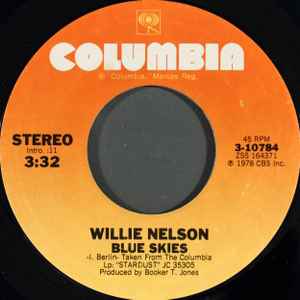 Willie Nelson - Blue Skies / Moonlight In Vermont album cover