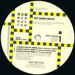 Pet Shop Boys - Always On My Mind album cover