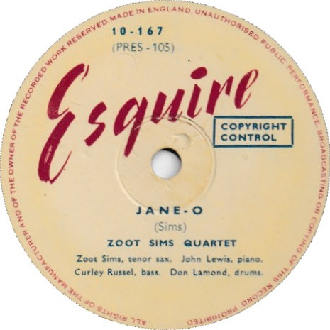 Zoot Sims And His Quartet - Jane-O / Memories Of You | Releases 