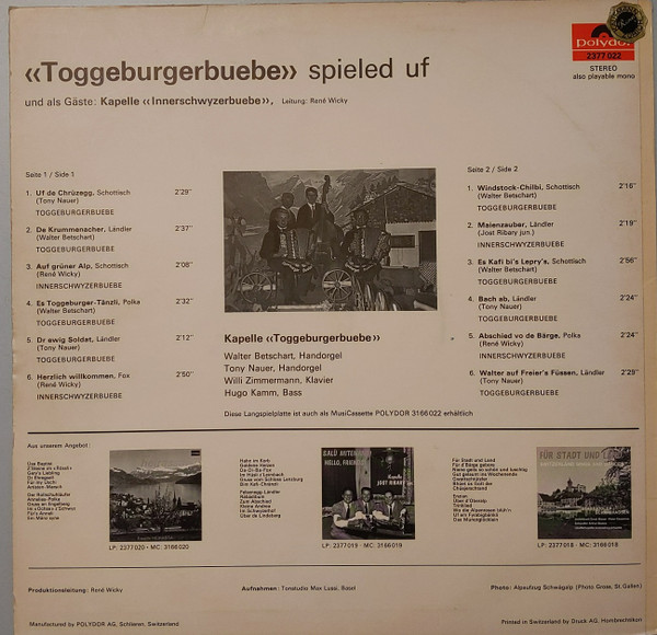 baixar álbum Toggeburgerbuebe Und Als Gäste Kapelle Innerschwyzerbuebe - Toggeburgerbuebe Spieled Uf