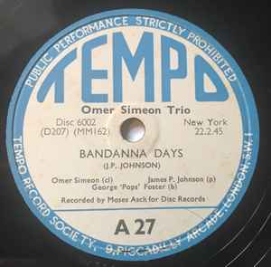 Omer Simeon Trio - Bandanna Rag / Creole Lullaby album cover