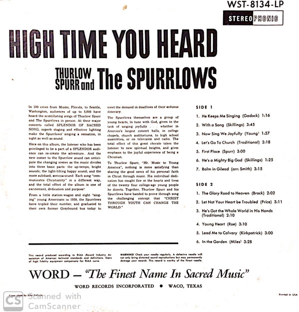 lataa albumi Thurlow Spurr And The Spurrlows - High Time You Heard