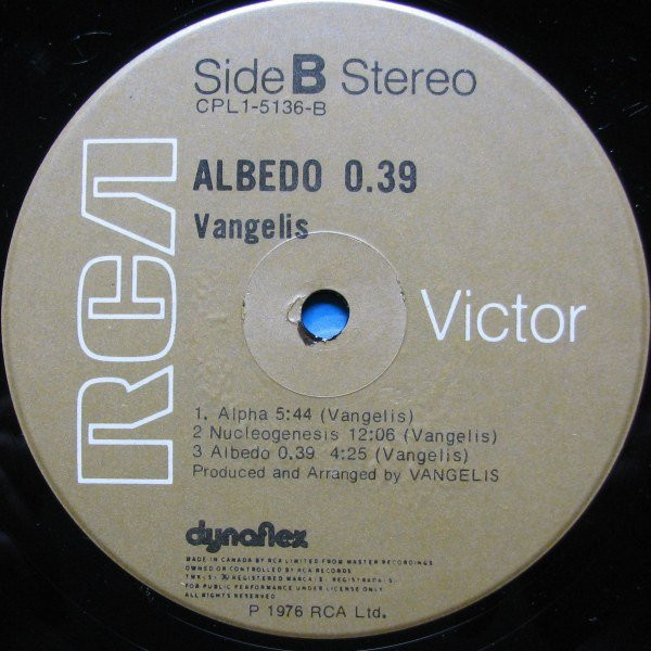 Vangelis - Albedo 0.39 [Vinyl] | RCA Victor (CPL1-5136) - 4