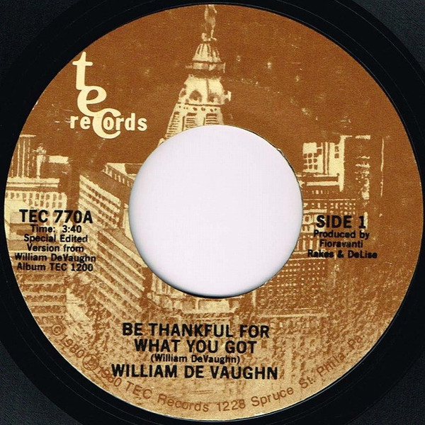 William DeVaughn – Be Thankful For What You Got (1980, Vinyl 