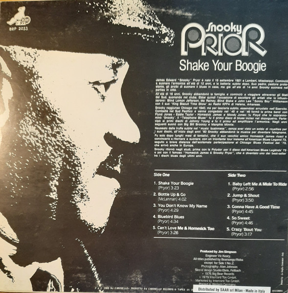 Snooky Prior – Shake Your Boogie (1982, Vinyl) - Discogs