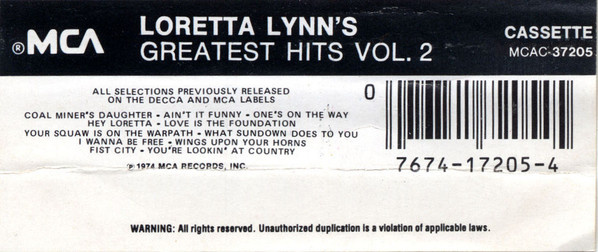 Loretta Lynn - Loretta Lynn's Greatest Hits Vol. II | MCA Records (MCAC-37205) - 2